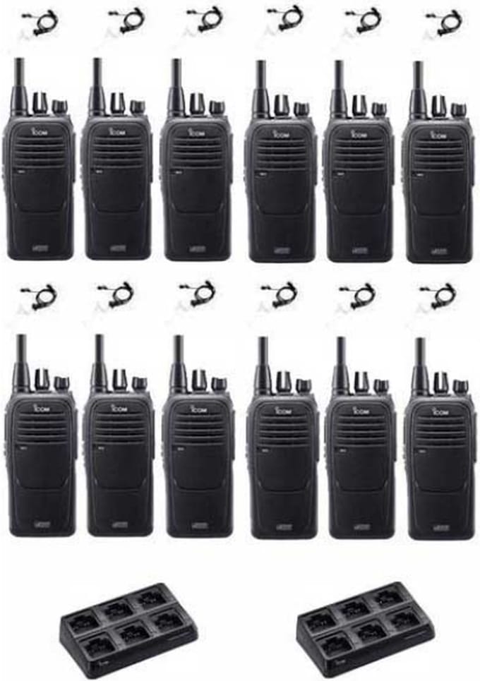 Set van 12 Icom IC-F29DR3 Digitaal met beveiliging headsets en multilader
