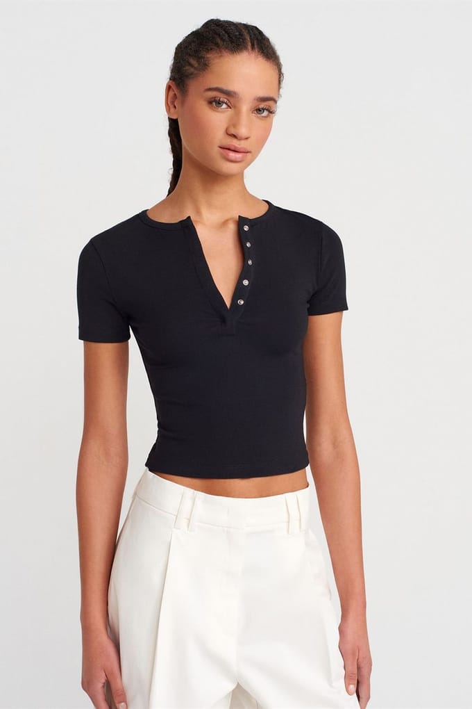 Slim Fit Crop Jersey Blouse