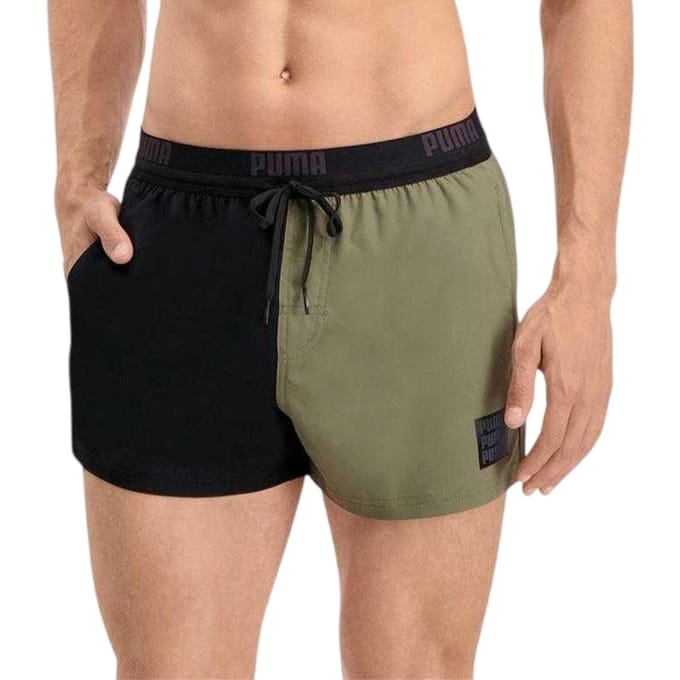 Puma Heren Kleurblok Zwemshort (Zwart/Kaki)