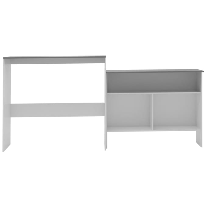 vidaXL - Bartafel - met - 2 - tafelbladen - 130x40x120 - cm - wit - en - grijs