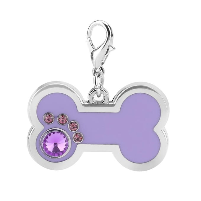 Legering Huisdier ID Tag Hond Kat Dier Naam Identificatie Hanger Botvorm (Paars) white