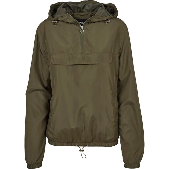 Urban Classics Basic Windrunner Dames Windbreaker - olijf - S