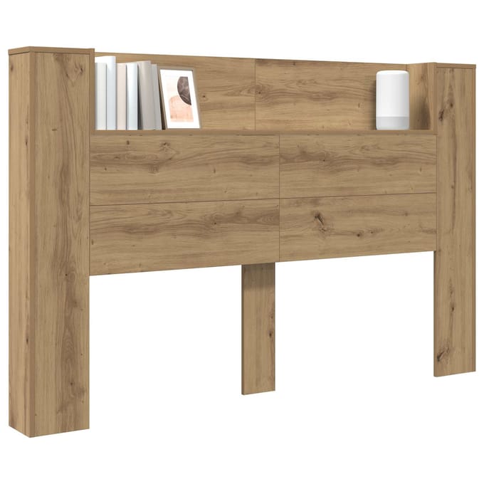 vidaXL - Hoofdeinde - Kast - met - LED - Artisan - Eik - Bewerkt - hout