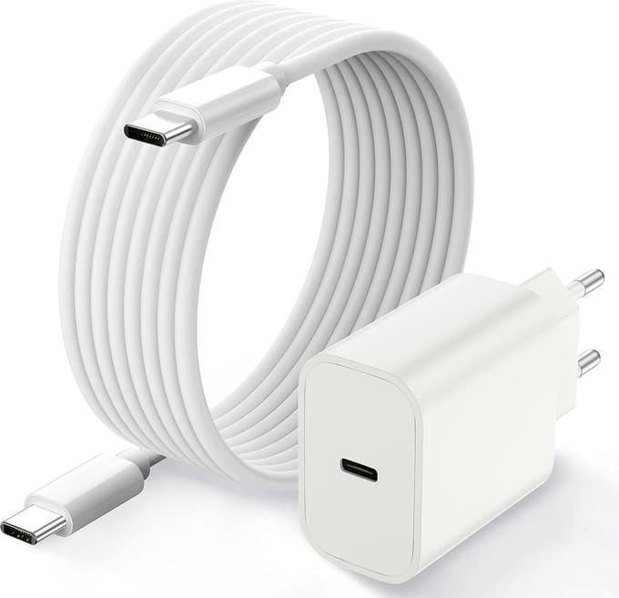 USB C Adapter - Oplader Met usb C kabel - Snellader 20W - Wit