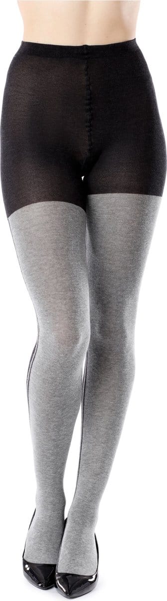 Bellivalini Panty – 100 DEN – Katoen – Zwart gemêleerd – M - BLV-GI-1118