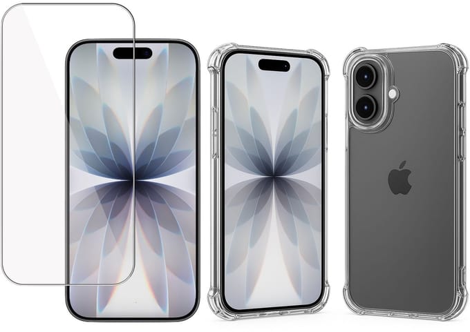 TechNow Hoesje + Screenprotector geschikt voor iPhone 17 Hoesje Screenprotector - Tempered Glass - Extreme Shock Case Transparant