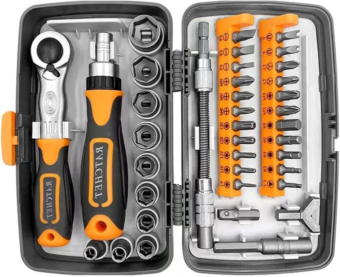 Ratel Schroevendraaier Set - Multi Bit Set - Doe-het-zelf Klussen - Bidirectionele Rotatie - 38 Delig - Grijs