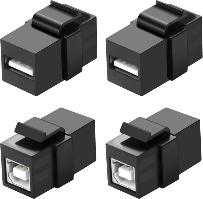 USB B naar USB A Keystone Adapter Paneelmontage Soldeerloos voor PC Printer Scanner