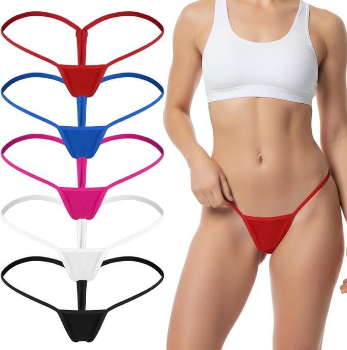 5 Pack Micro G String Sexy G-string Thongs voor Dames - Comfortabele Stretch Lage Taille Ondergoed in Meerdere Kleuren (S)