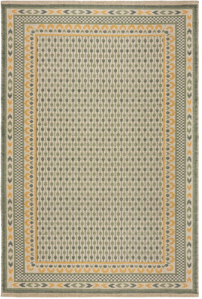 Flycarpets Laagpolig Geweven Jute Vloerkleed - Rand - Kader - Groen 160x230 cm