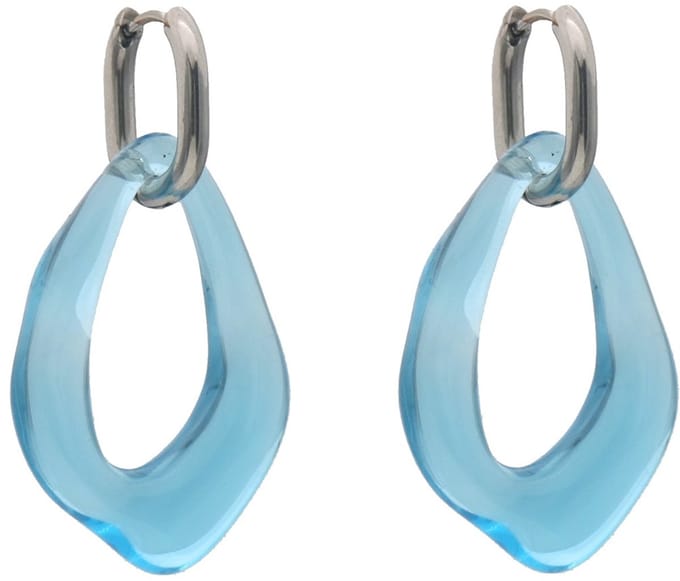 Oorbellen - RVS - acryl hanger - 4,5x2,5 cm - blauw
