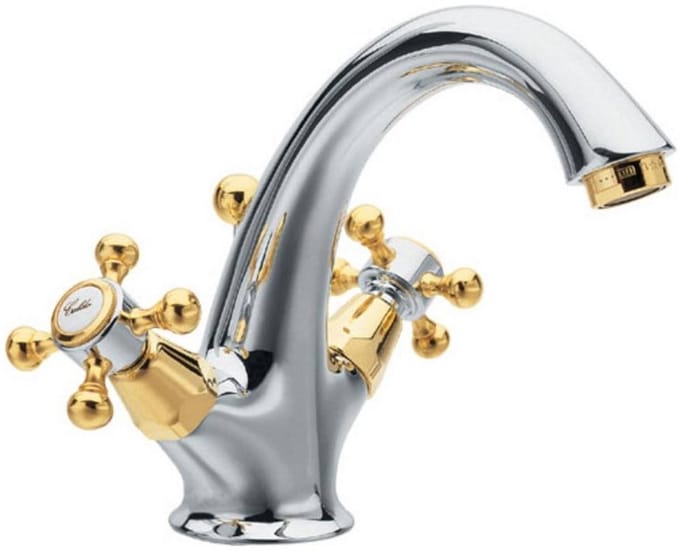 Sapho Antea Hoge wastafelkraan met klikwaste, chroom/goud