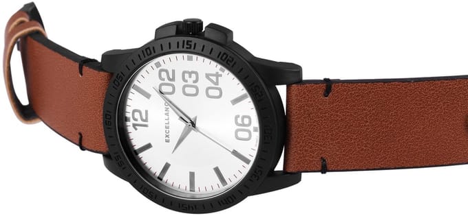 EXCELLANC herenhorloge imitatieleer Mineralglas