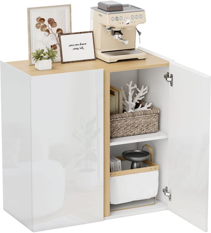 HOMCOM Dressoir Spaanplaat 80L x 40B x 80H cm Hoogglans wit