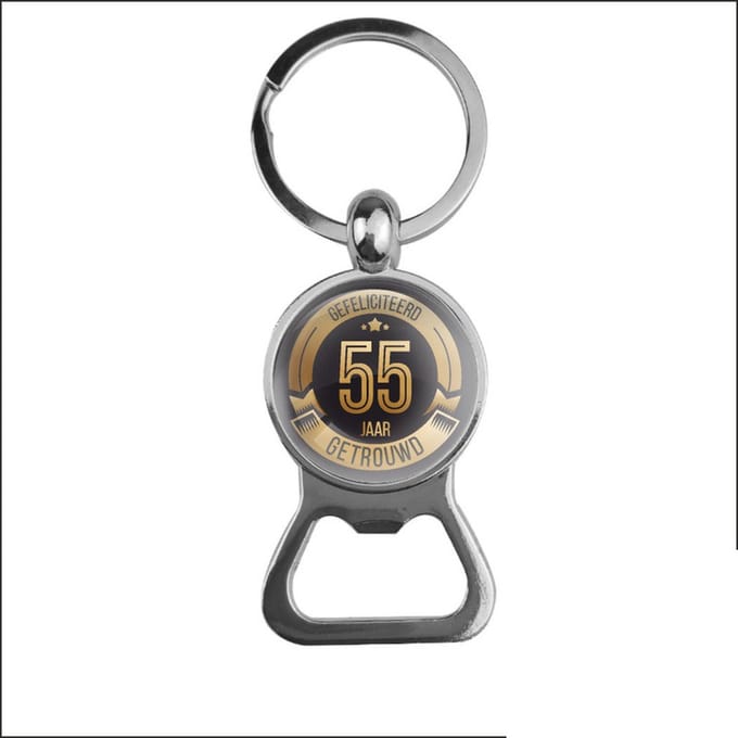 Bieropener Glas - Gefeliciteerd 55 Jaar Getrouwd
