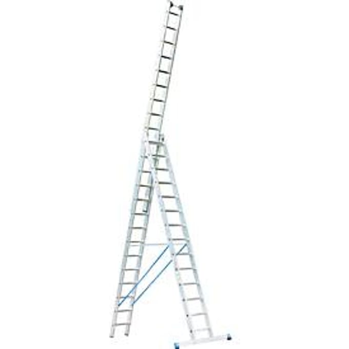 Multifunctionele ladder van aluminium 3 x 14 sporten, met trigon-dwarssteun