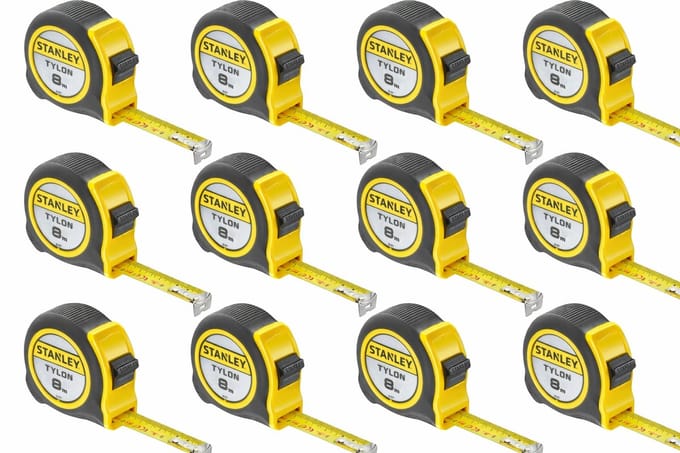 12 STUKS STANLEY Rolbandmaat STANLEY Tylon 8m - 25mm - 1-30-657