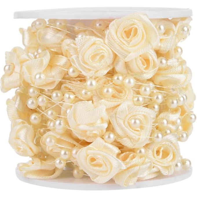 10m rol Roos Kunstparel Draad Kralen Slinger String DIY Bruiloftsdecoratie(beige) beige