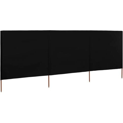 vidaXL Windscherm 3-panelen 400x160 cm stof zwart