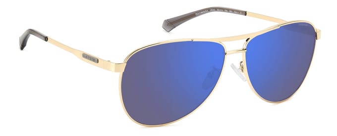 Polaroid Aviator Heren Goud Blauw Spiegel Gepolariseerd PLD 2160/G/S/X