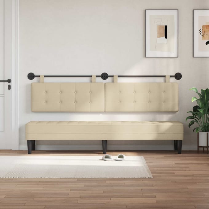 vidaXL Hangend hoofdbord Crème Stof