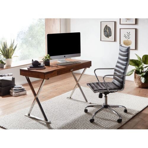 Wohnling Bureau sheesham hout met lade 120 cm