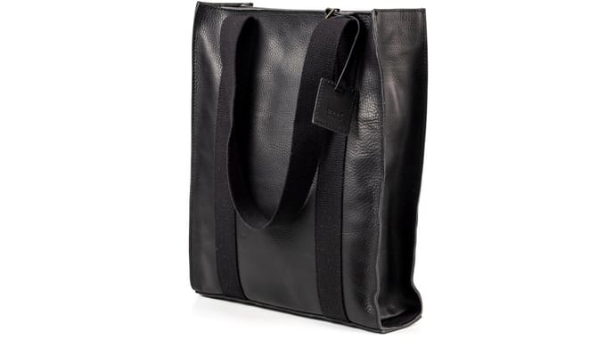 Leather Tote Black Manhattan Collection