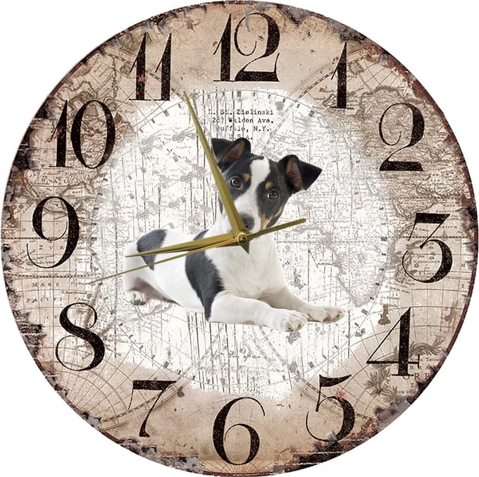 Houten Klok - 30cm - Hond - Jack Russel
