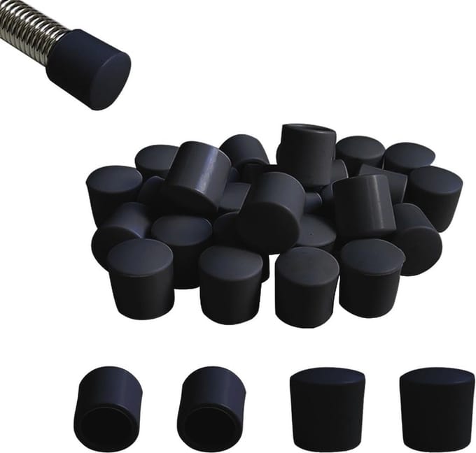Deurstopdoppen 20 Stuks - Vervangende Rubber Tips voor Deurstopper (0,39 Inch, Zwart)