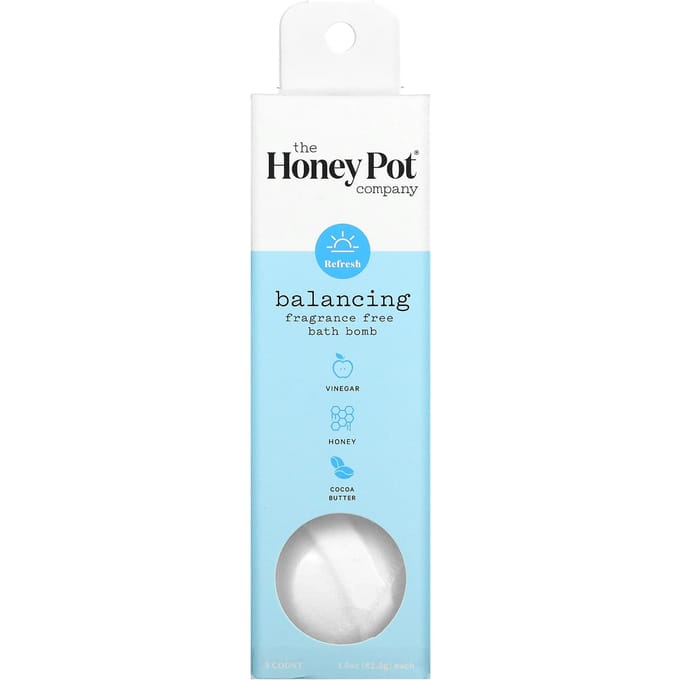 The Honey Pot Company, Bath Bombs, Balancing, Unscented, 3 Count, 1.5 oz (42.5 g) Each white