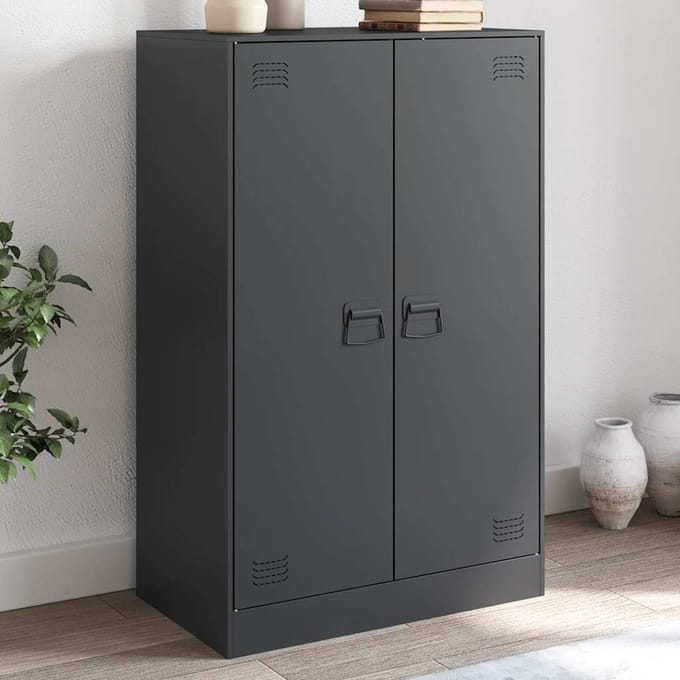 vidaXL - Dressoir - 67x39x107 - cm - staal - antracietkleurig