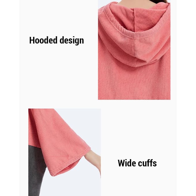 Sneldrogende badhanddoeken Zwembadaankleedjas Sneldrogende poncho Surfen Duiken Handdoek met capuchon Strandmantel roze