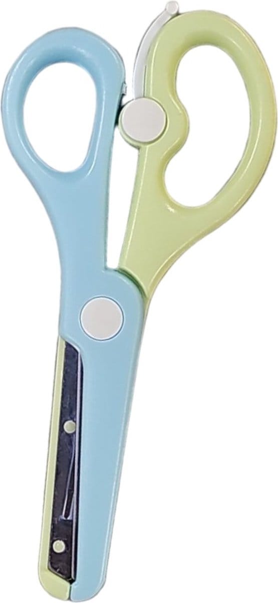Fako Bijoux - Kinderschaar - Easy Open - Stainless Steel - Plastic Punt - Soft - 13.5cm - Blauw/Geel