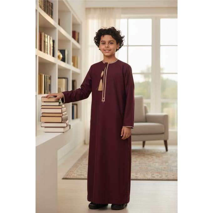 Kinderen jongens rode Ramadan Marokkaanse Thobe gewaad Kaftan Eid Jubba LFS-K-TT-003