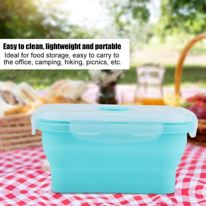 Draagbare Siliconen Lunchbox Opvouwbaar Magnetronbestendig Lunchbox Voedselcontainer Groen 350ml white