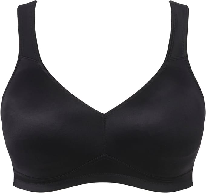 Ulla Popken - Dames - Microvezel-beha voorgevormde cups ademend - Klassiek zwart - Maat 115D