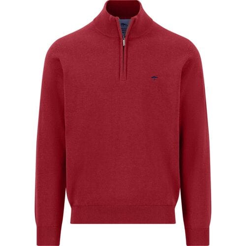 Fynch-Hatton Trui Solid Color Troyer Zip Superfine Cotton Brick / male