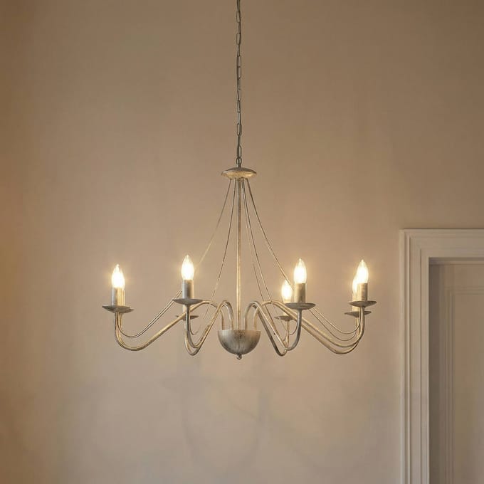 HELAM Kroonluchter Malbo, witgoud, metaal, 8-lamps, E14