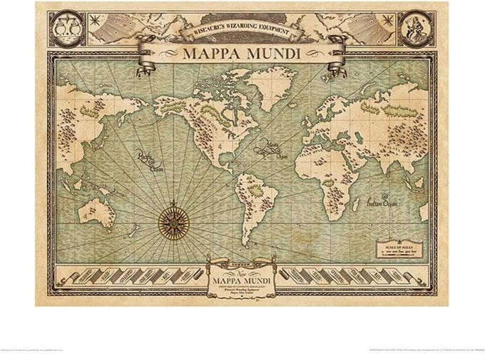 Kunstdruk Fantastic Beasts - Mappa Mundi 50x40cm