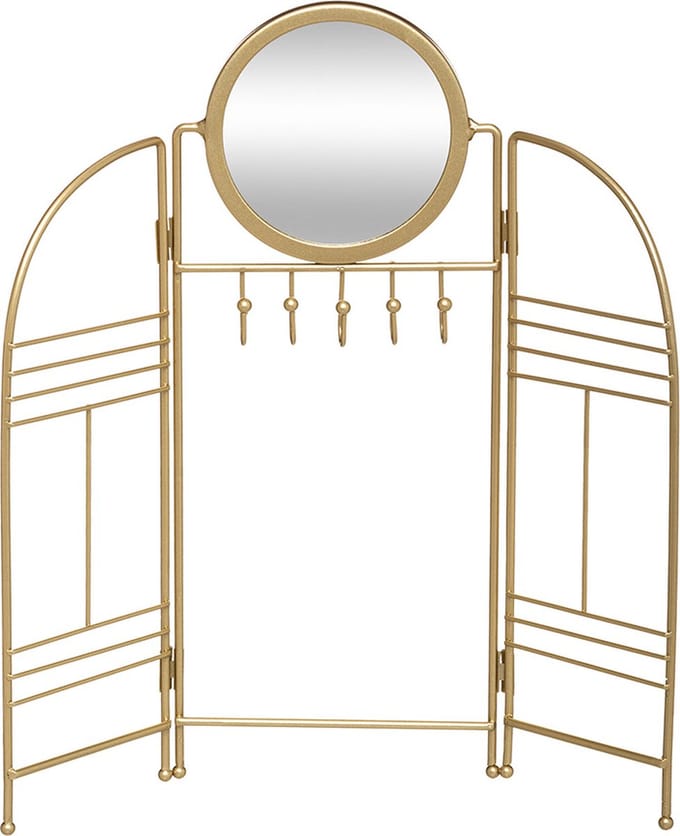 Atmosphera inklapbare sieradenhouder met spiegel - Goud - Decoratief | Opvouwbaar