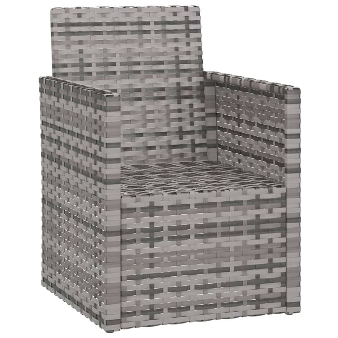 vidaXL - Tuinstoel - met - kussens - poly - rattan - grijs