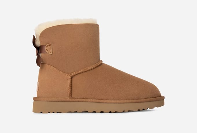 UGG® Mini Bailey Bow II for Women in Brown, Size 8, Shearling/Polyester/Leather