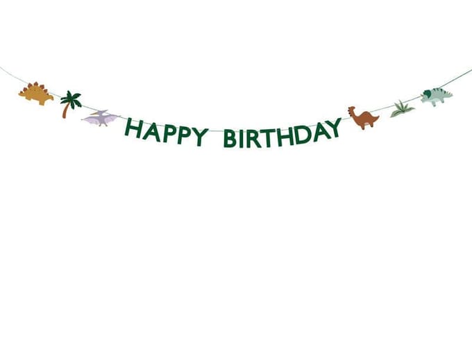 Partydeco - Banner Happy Birthday Dino, 3 m, mix