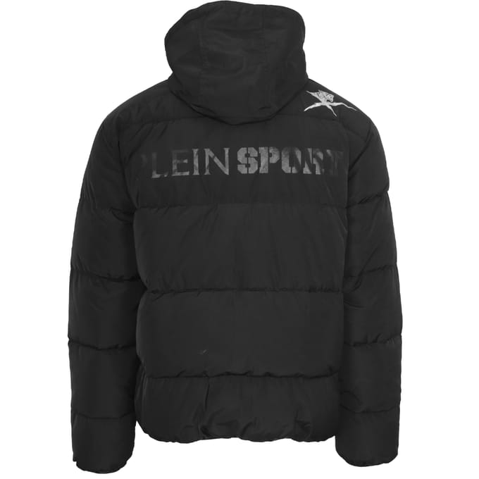 Plein Sport gewatteerd zwart jack met vet logo