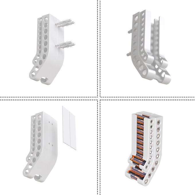 Batterij Opberg Organizer AA & AAA Combo Batterijhouder Wandhouder Batterij Dispenser Container voor 10AAA 10AA Batterijen Beugel zwart