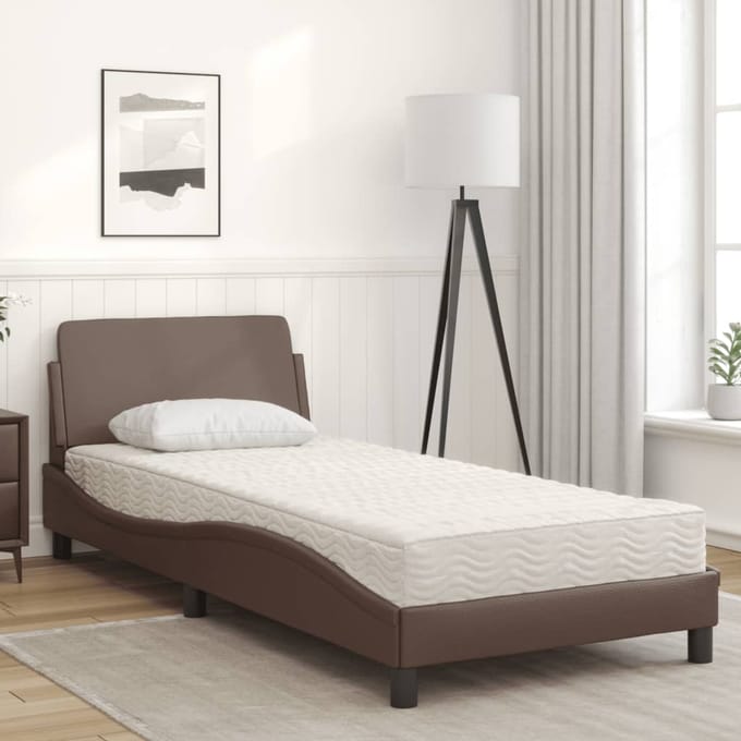 vidaXL - Bed - met - matras - "Dover" - kunstleer - bruin - 80x200 - cm