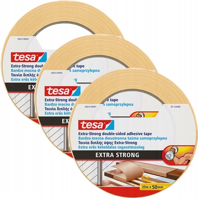 Tesa Extra Strong Tapijtlijm Tape 25m x 50mm - 3 Rollen
