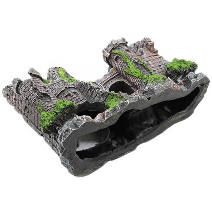 Hars Aquarium Oud Kasteel Decoratie Aquarium Tank Cavern Architectuur Decoratie Layout en gray