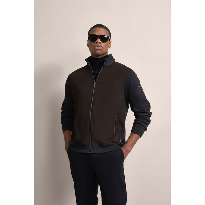 Bugatti Herren Sweatjack met houndstooth-patroon