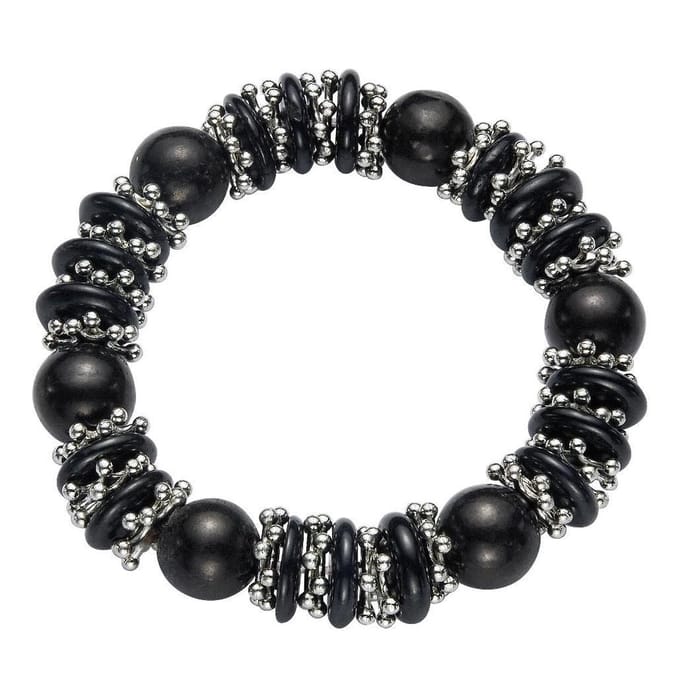 Behave - Rekarmband met zwarte kralen - stoere minimal look